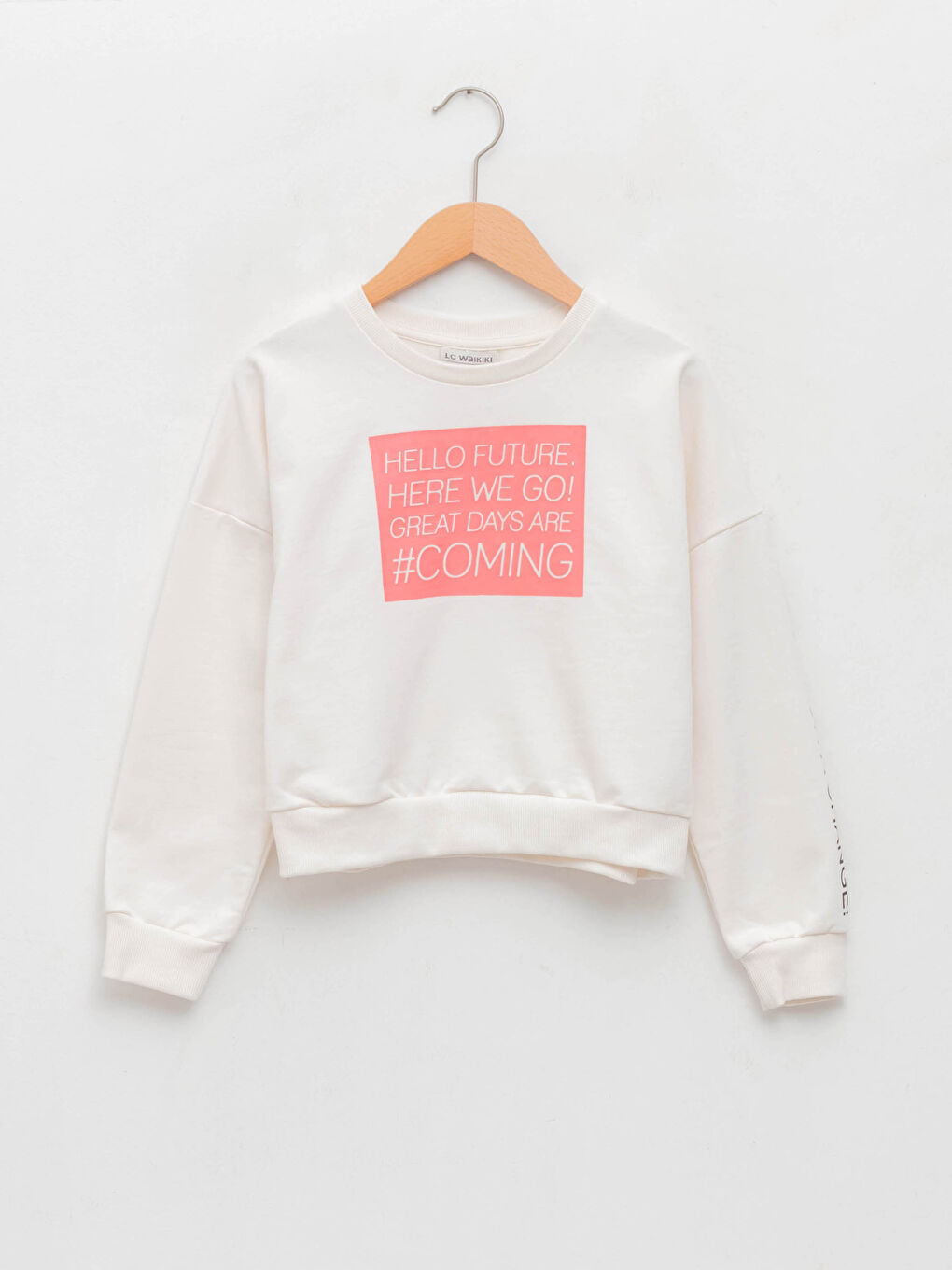 Crew Neck Printed Long Sleeve Girls' Sweatshirt