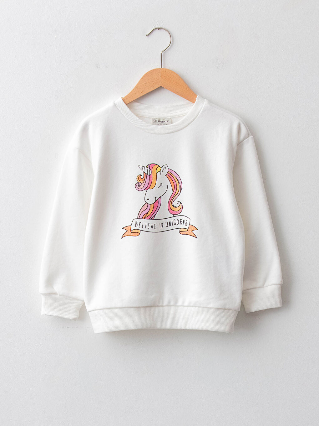 Crew Neck Printed Long Sleeve Girls' Sweatshirt