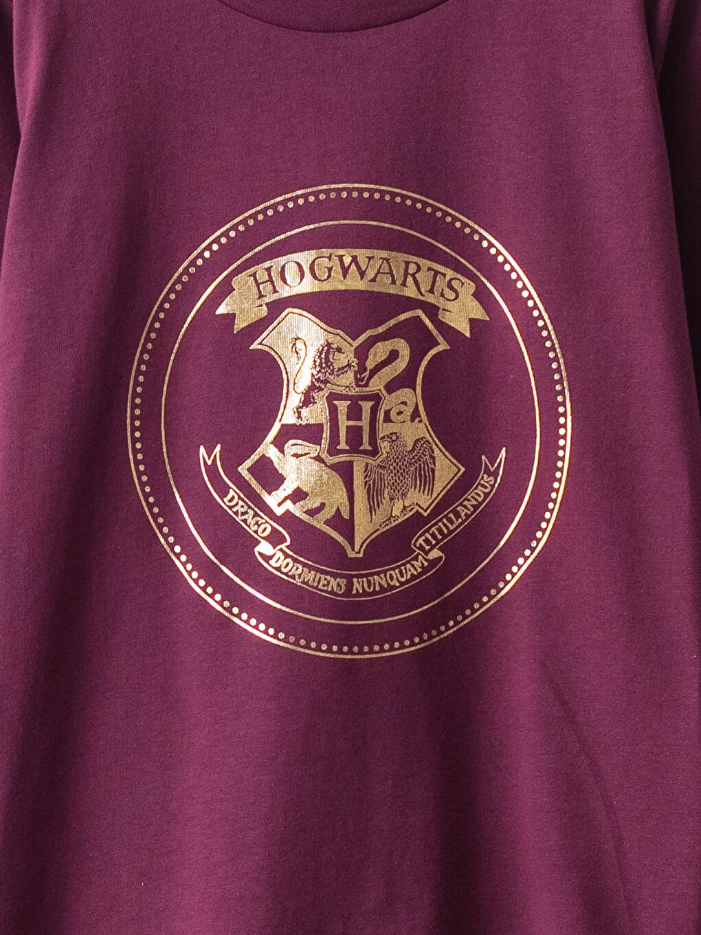 Crew Neck Harry Potter Printed Long Sleeve Cotton Girls' T-Shirt-2