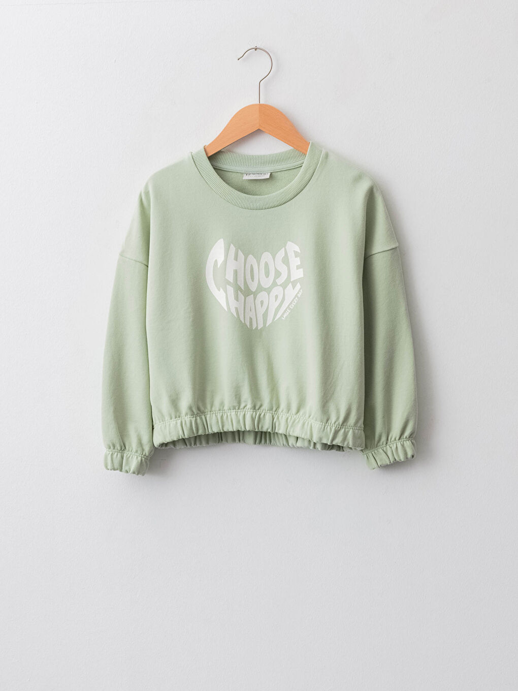 Bisiklet Yaka Baskılı Uzun Kollu Kız Çocuk Sweatshirt