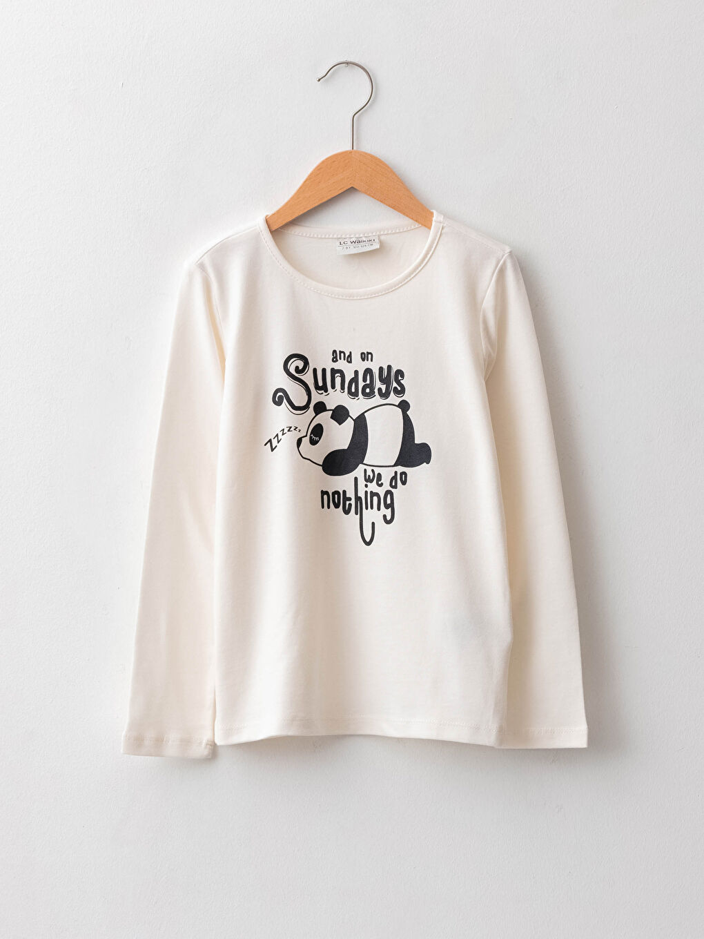 Crew Neck Printed Long Sleeve Cotton Girl T-shirt