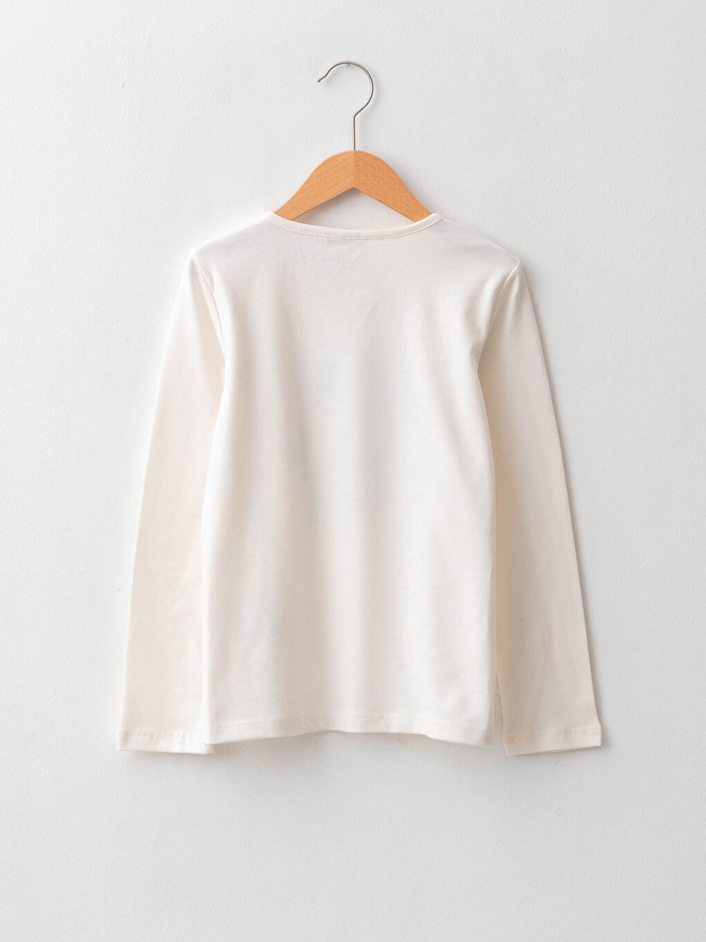 Crew Neck Printed Long Sleeve Cotton Girl T-shirt-1