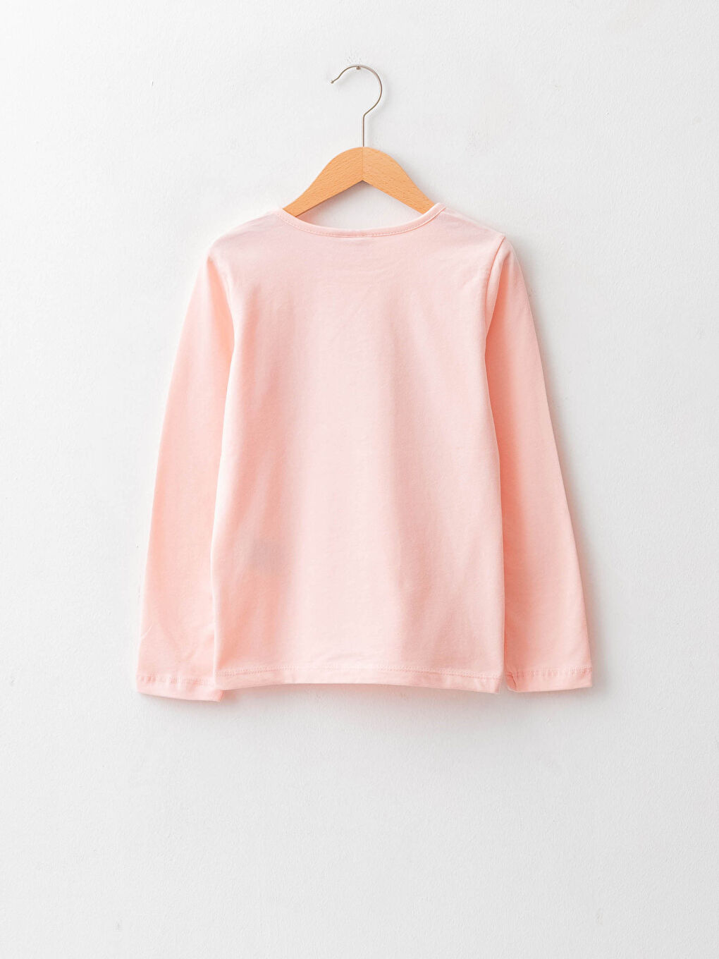 Bisiklet Yaka Baskılı Uzun Kollu Pamuklu Kız Çocuk Tişört-1