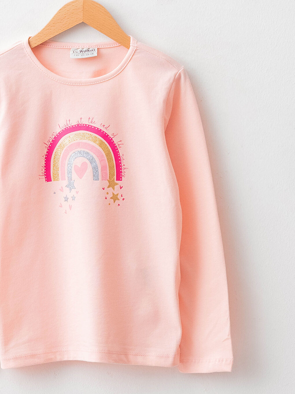 Bisiklet Yaka Baskılı Uzun Kollu Pamuklu Kız Çocuk Tişört-2