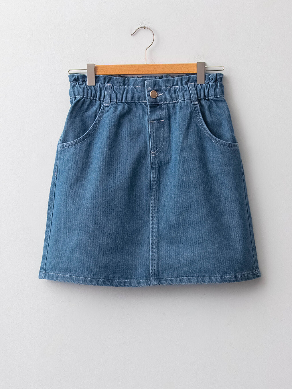 Elastic Waist Girl Jean Skirt