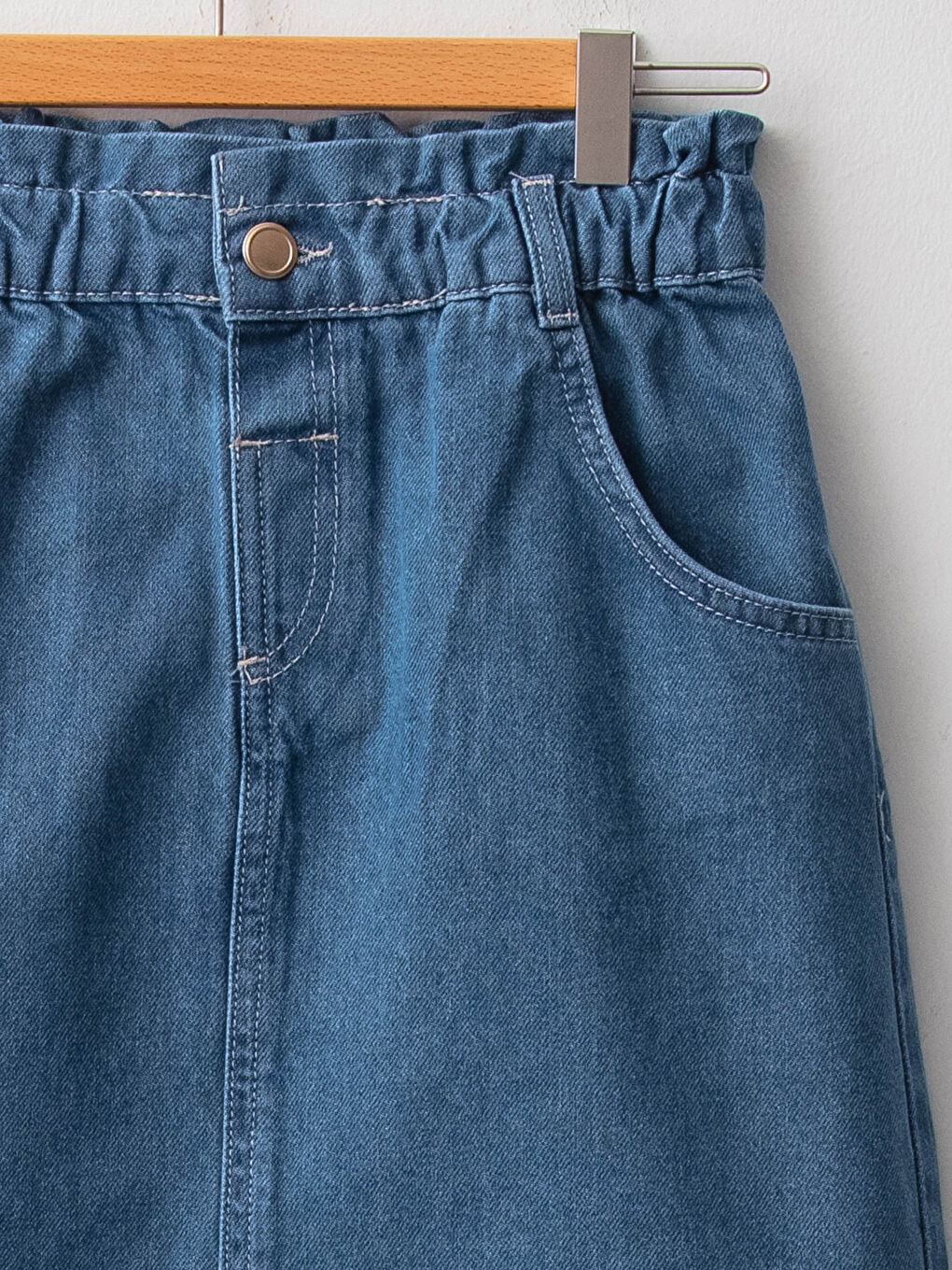 Elastic Waist Girl Jean Skirt-2