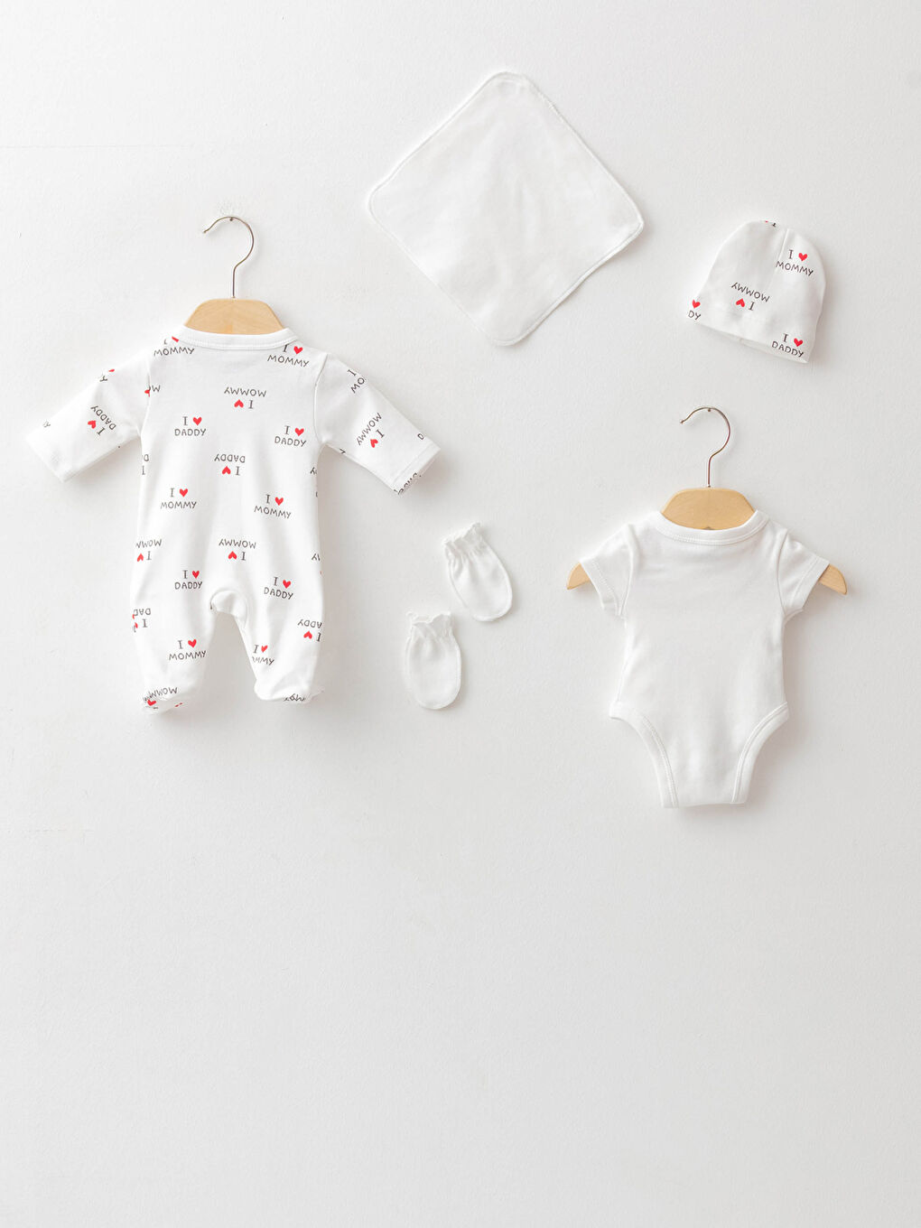 Ekru Bisiklet Yaka Baskılı Pamuklu Prematüre Kız Bebek Hastane Çıkış Seti-1