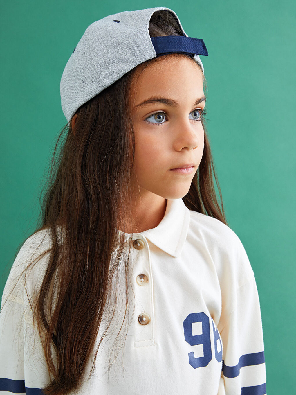 LCW Kids Polo Neck Printed Long Sleeve Girl T-shirt -W19900Z4-FRC