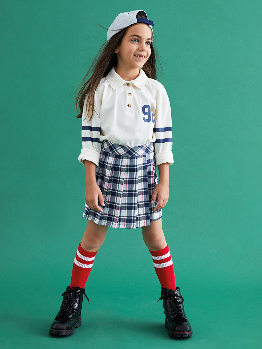 LCW Kids Polo Neck Printed Long Sleeve Girl T-shirt -W19900Z4-FRC
