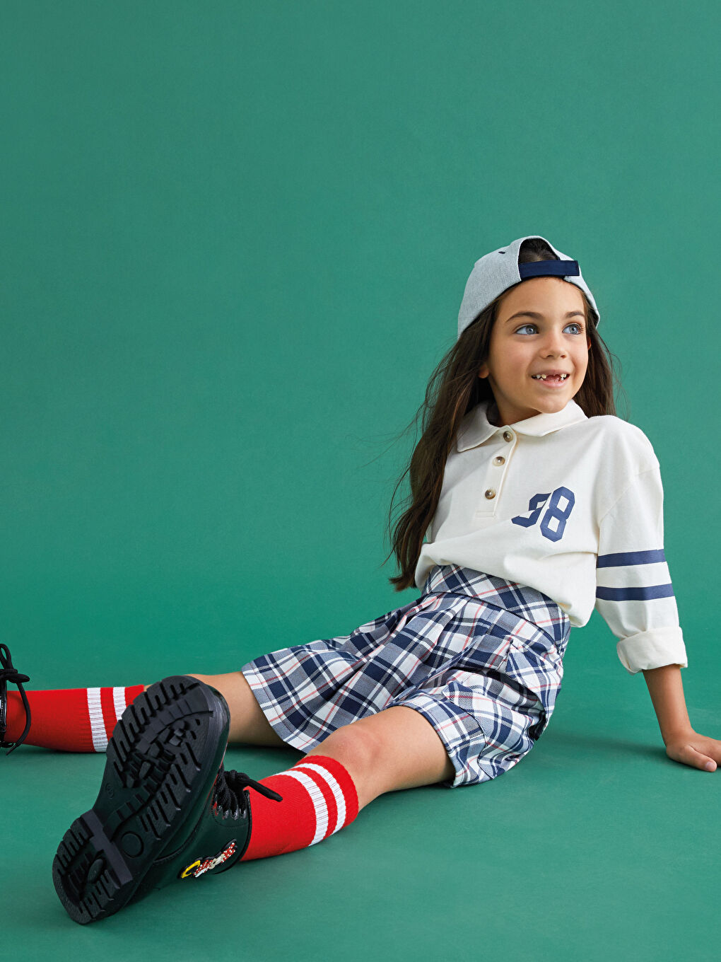 LCW Kids Polo Neck Printed Long Sleeve Girl T-shirt -W19900Z4-FRC