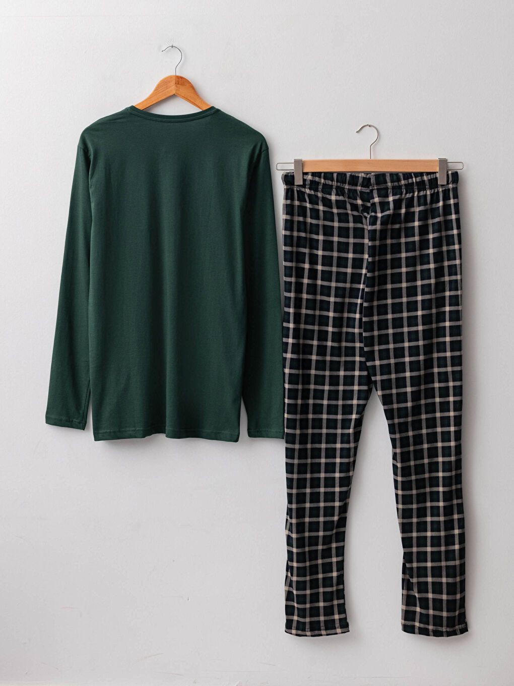 Yeşil Standart Kalıp Ekose Erkek Pijama Takımı-6