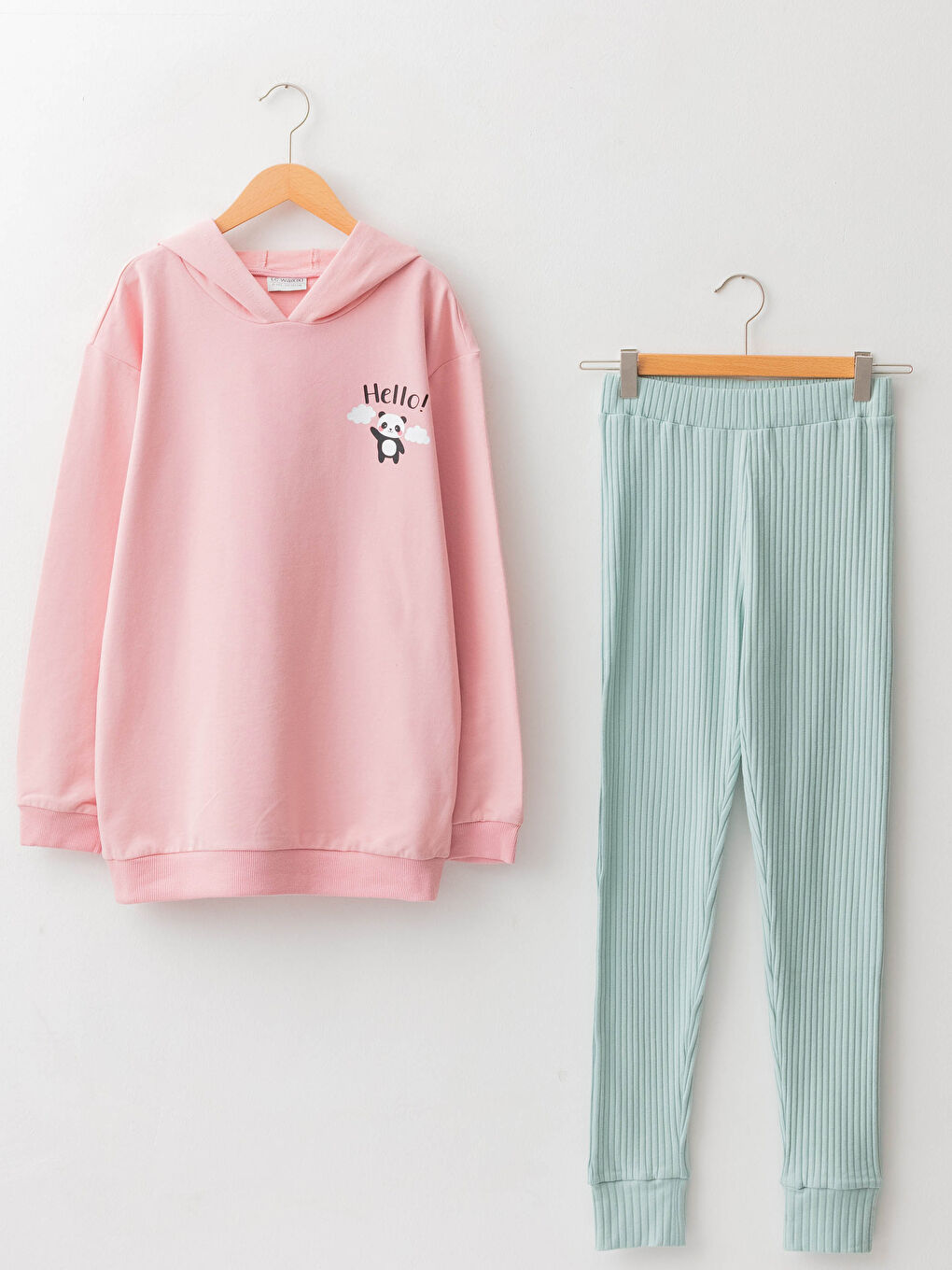 Hooded Printed Long Sleeve Girl Sweatshirt and Tights