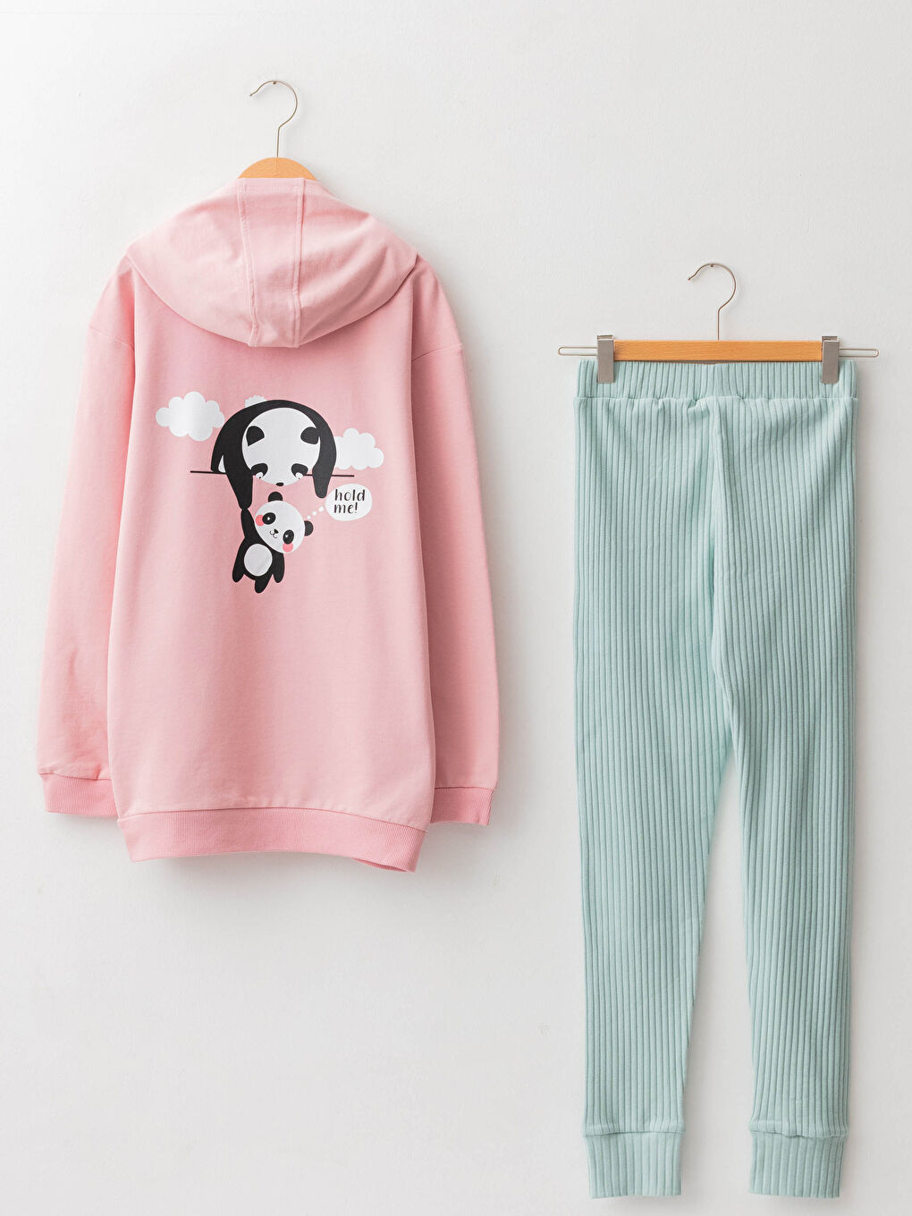 Hooded Printed Long Sleeve Girl Sweatshirt and Tights-1