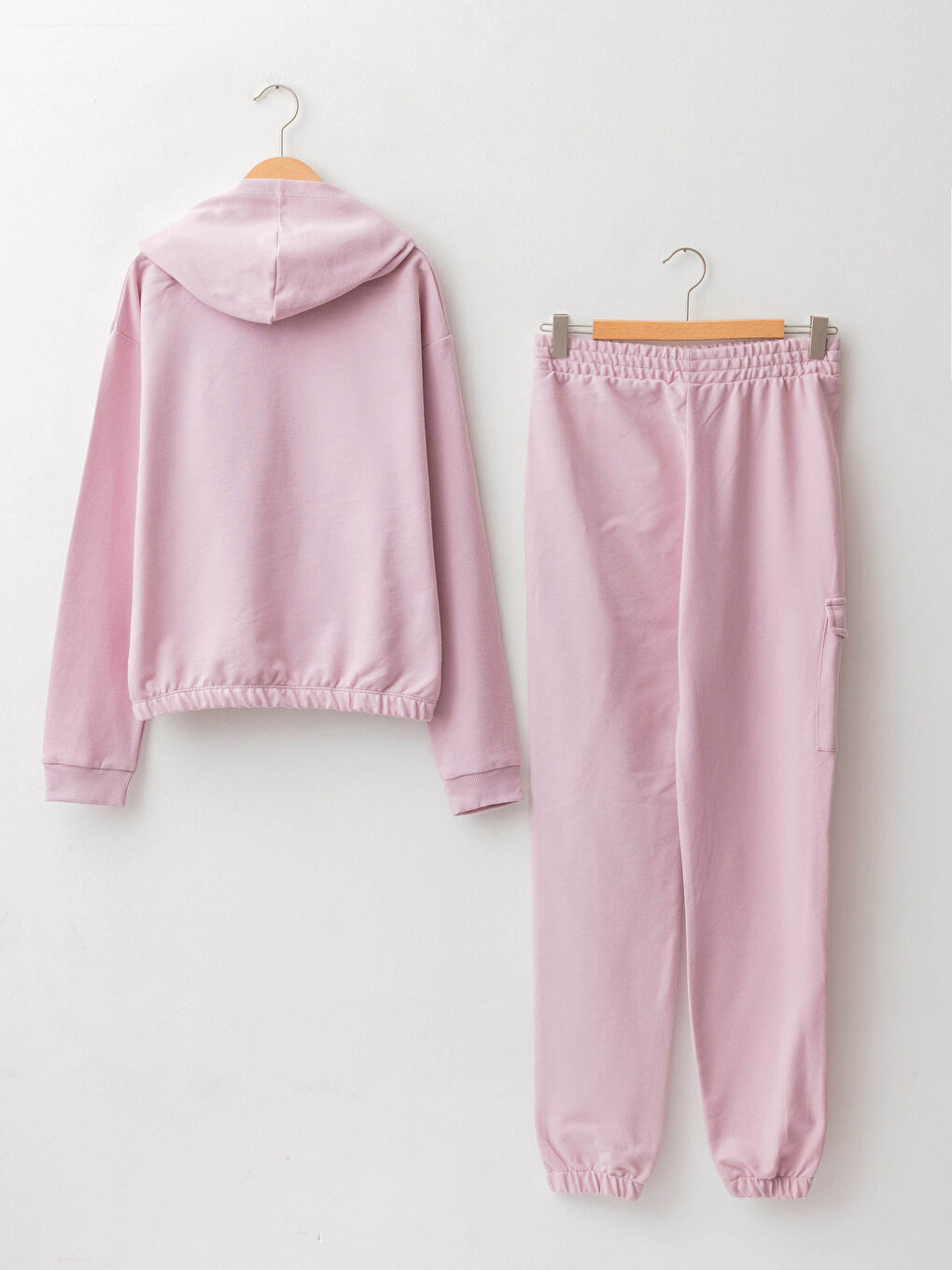 Принтті капюшонды ұзын жең қыз балаға арналған свитшот пен спорт шалбар-1