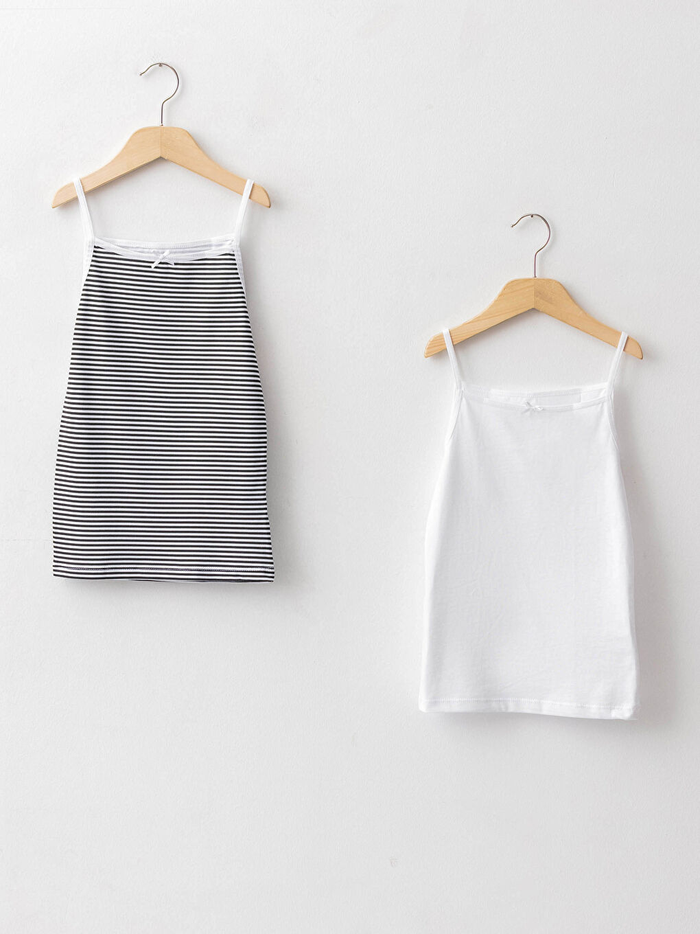 Beyaz Kare Yaka Askılı Pamuklu Kız Çocuk Atlet 2'li