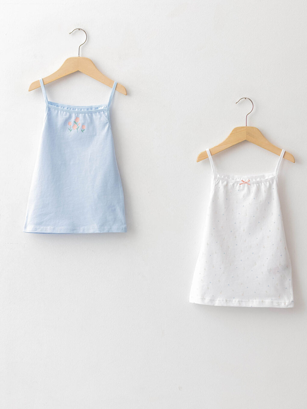 Майка для девочек с квадратным воротником, принтом и ремешками из хлопка, 2 упаковки