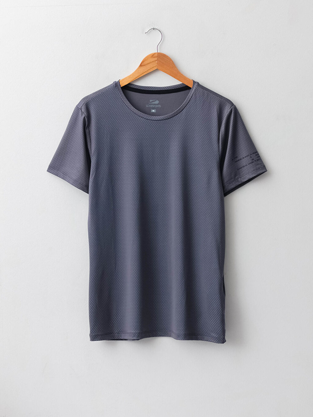 Gri Bisiklet Yaka Kısa Kollu Erkek Spor Tişört-5