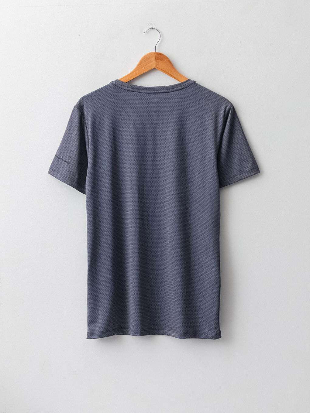 Gri Bisiklet Yaka Kısa Kollu Erkek Spor Tişört-6