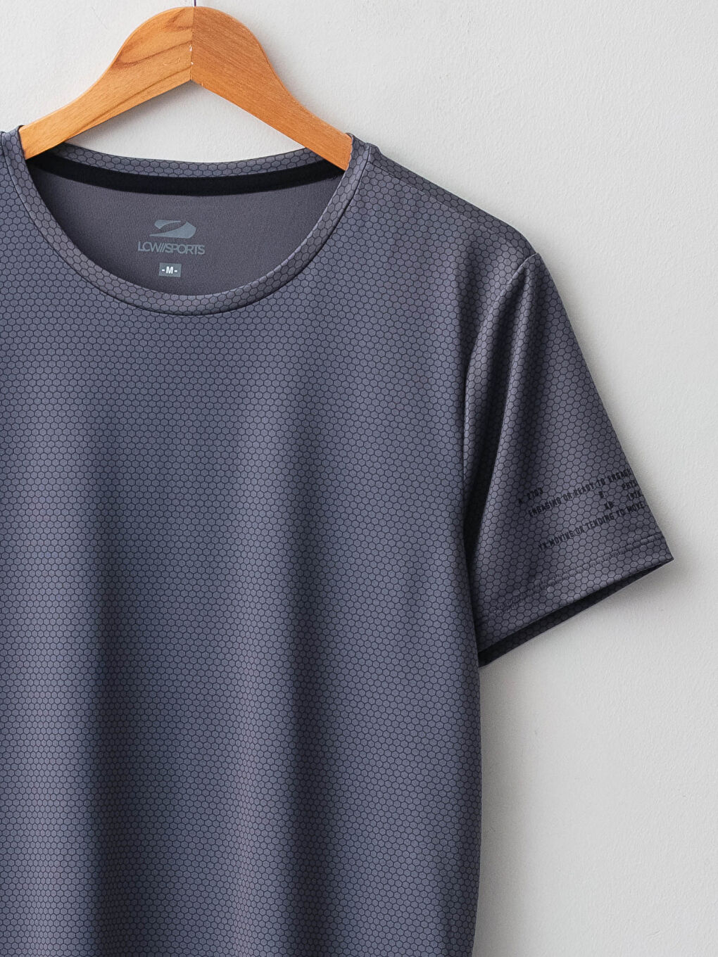 Gri Bisiklet Yaka Kısa Kollu Erkek Spor Tişört-7