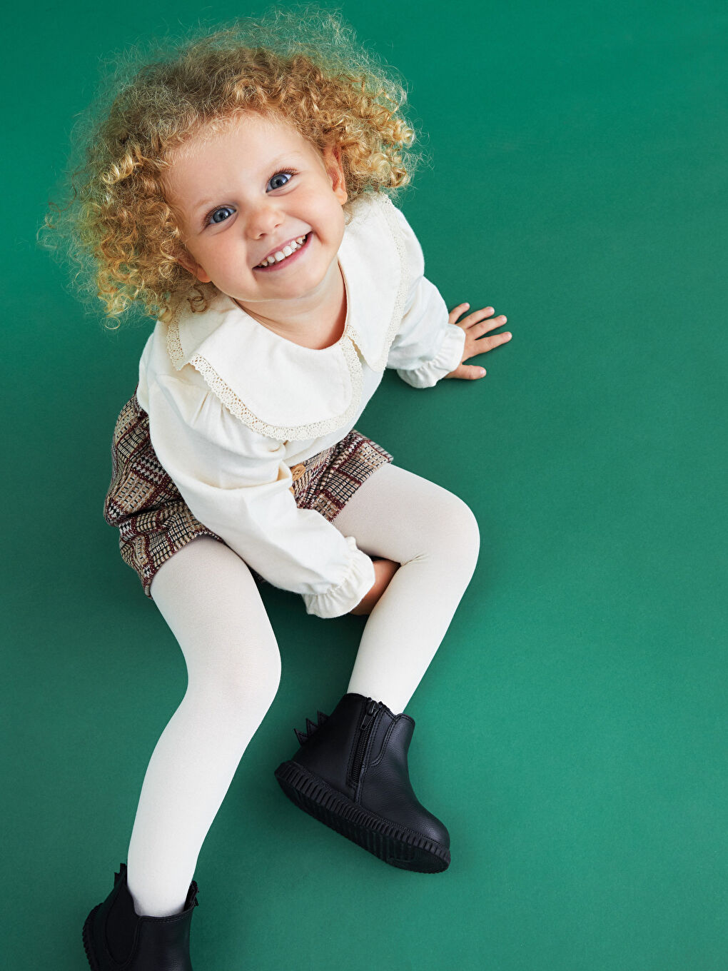 Bluză Bebeluși cu Guler, Mânecă Lungă, Șort și Dres Set 3 Piese-2