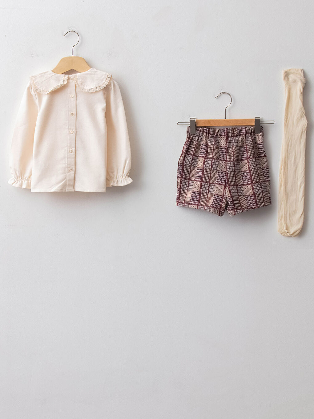 Bluză Bebeluși cu Guler, Mânecă Lungă, Șort și Dres Set 3 Piese-5