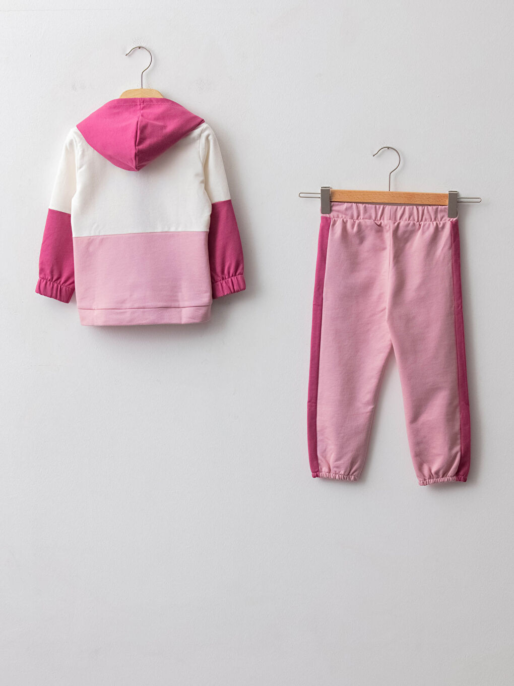 Hooded Long Sleeve Cotton Baby Girl Sweatshirt and Jogger Tracksuit Bottom 2-Pack-1