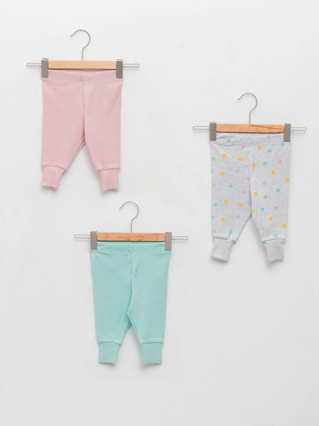 LCW baby Pembe Beli Lastikli Pamuklu Kız Bebek Pijama Alt 3'lü