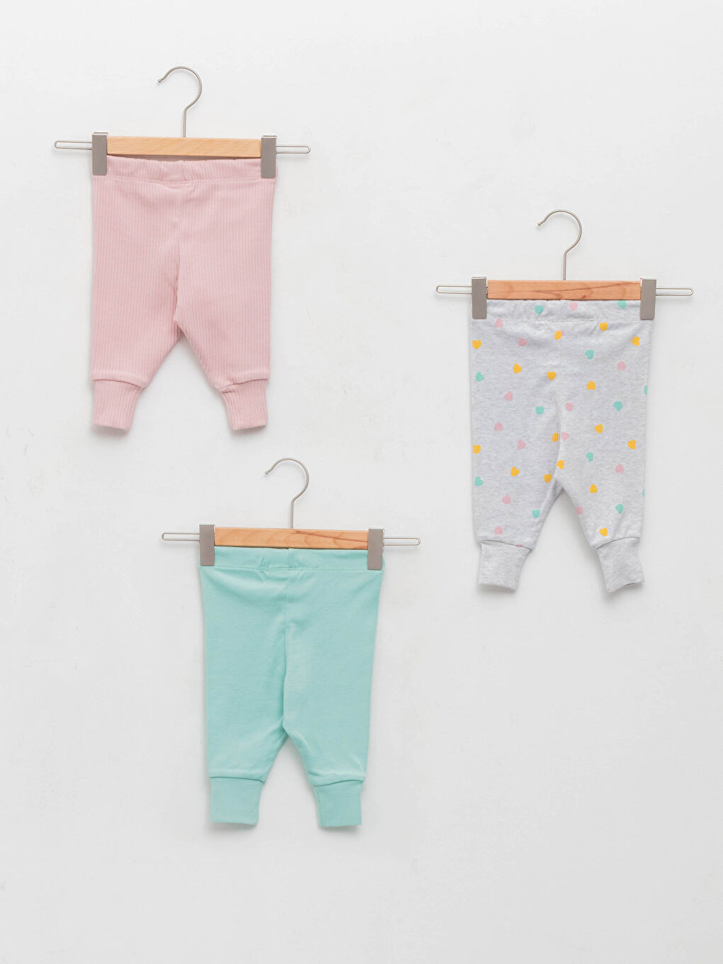 LCW baby Pembe Beli Lastikli Pamuklu Kız Bebek Pijama Alt 3'lü - 1