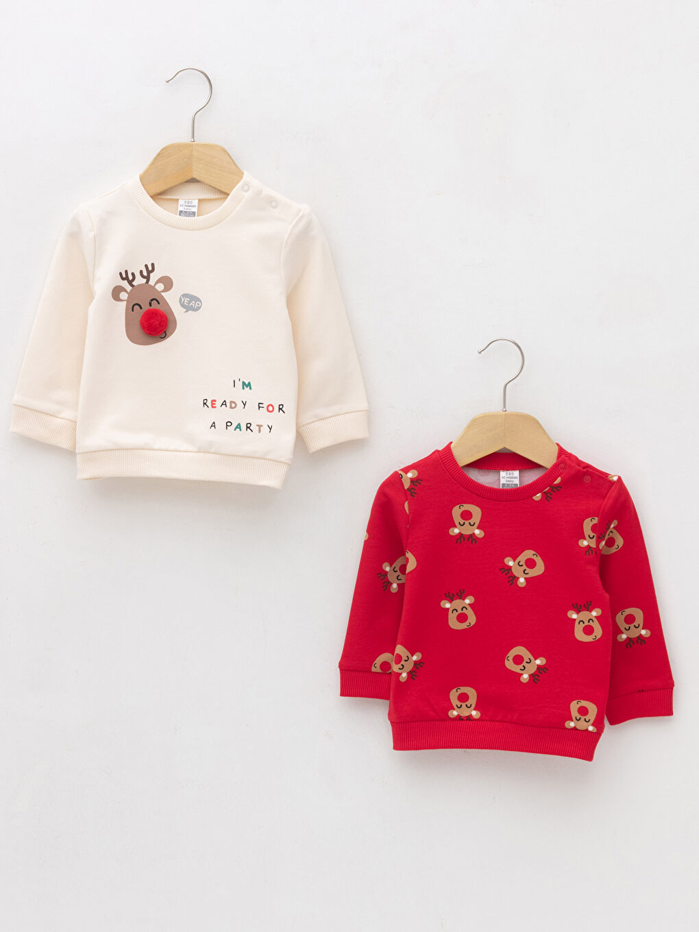 Crew Neck Long Sleeve Christmas Themed Baby Boy Sweatshirt 2-pack-1