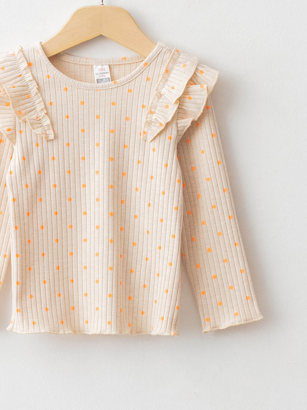 【YEGG】Dot wing baby 半袖T 3色 LCW baby Crew Neck Long Sleeve Polka Dot Patterned Baby Girl