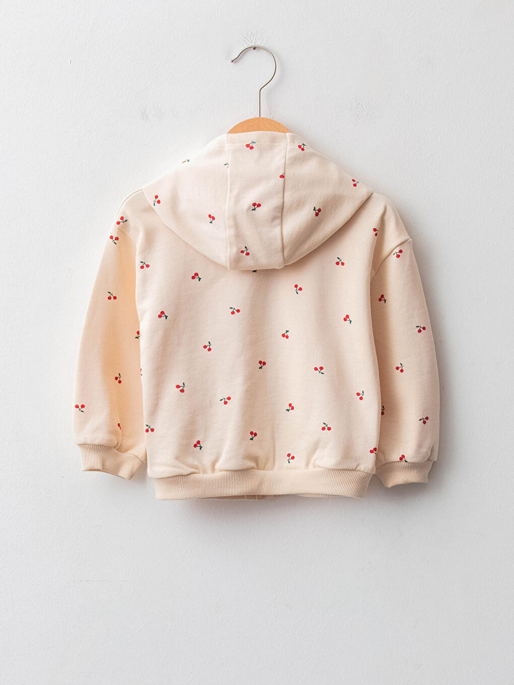 Hooded Long Sleeve Patterned Cotton Baby Girl Zipper Sweatshirt-1