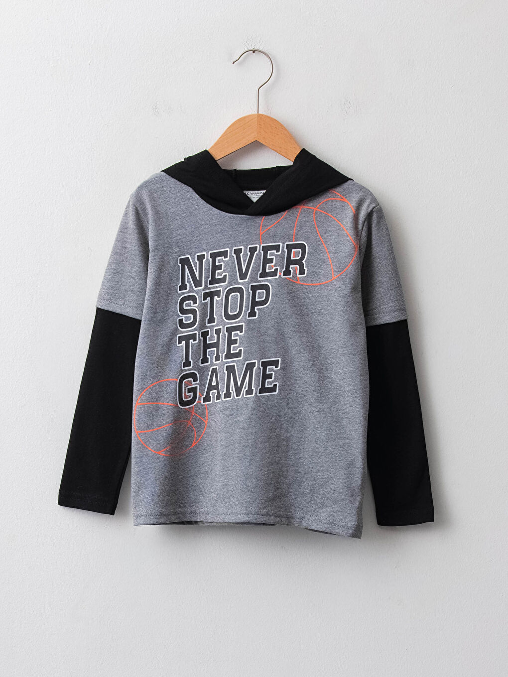 Hooded Printed Long Sleeve Boys' T-Shirt