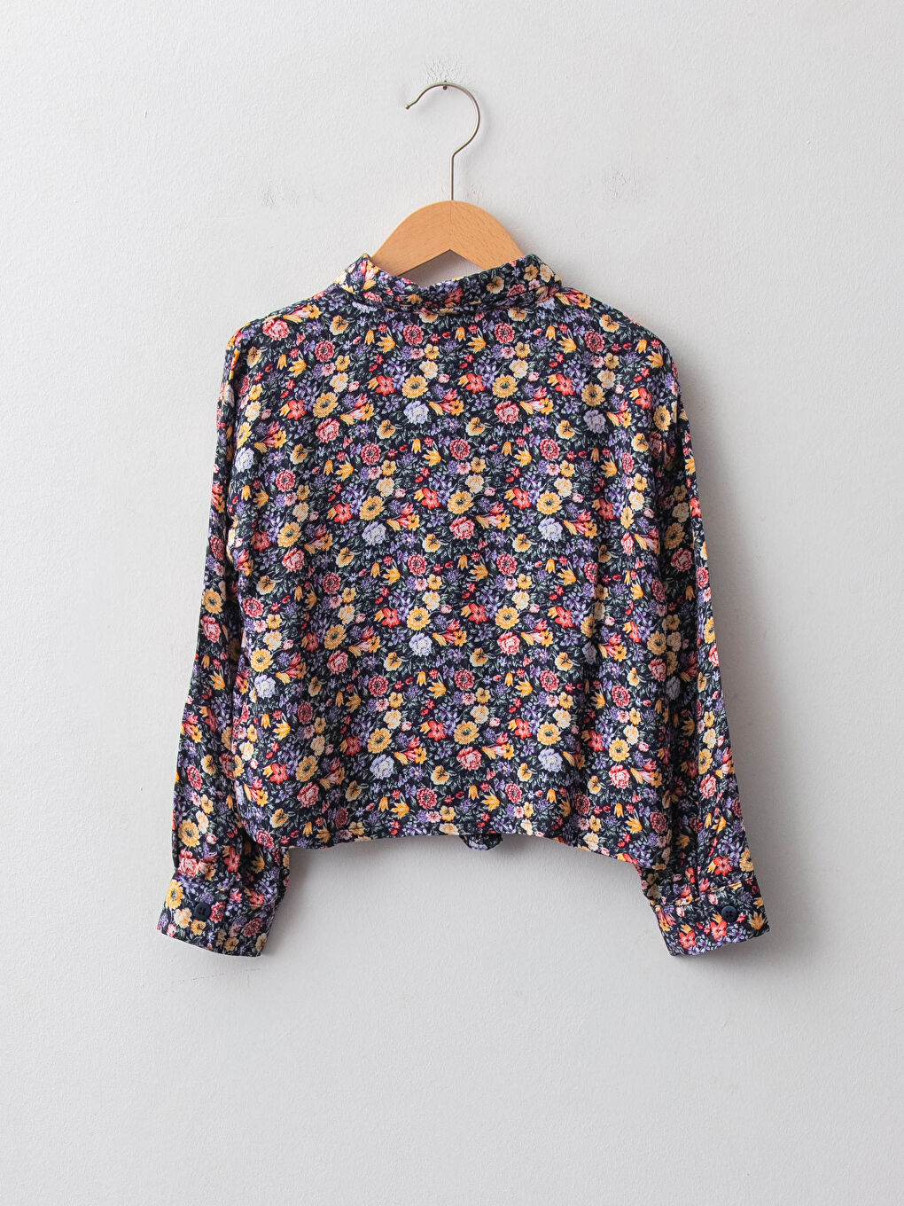 Patterned Long Sleeve Viscose Girl Shirt-1