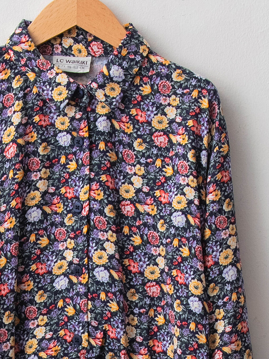 Patterned Long Sleeve Viscose Girl Shirt-2