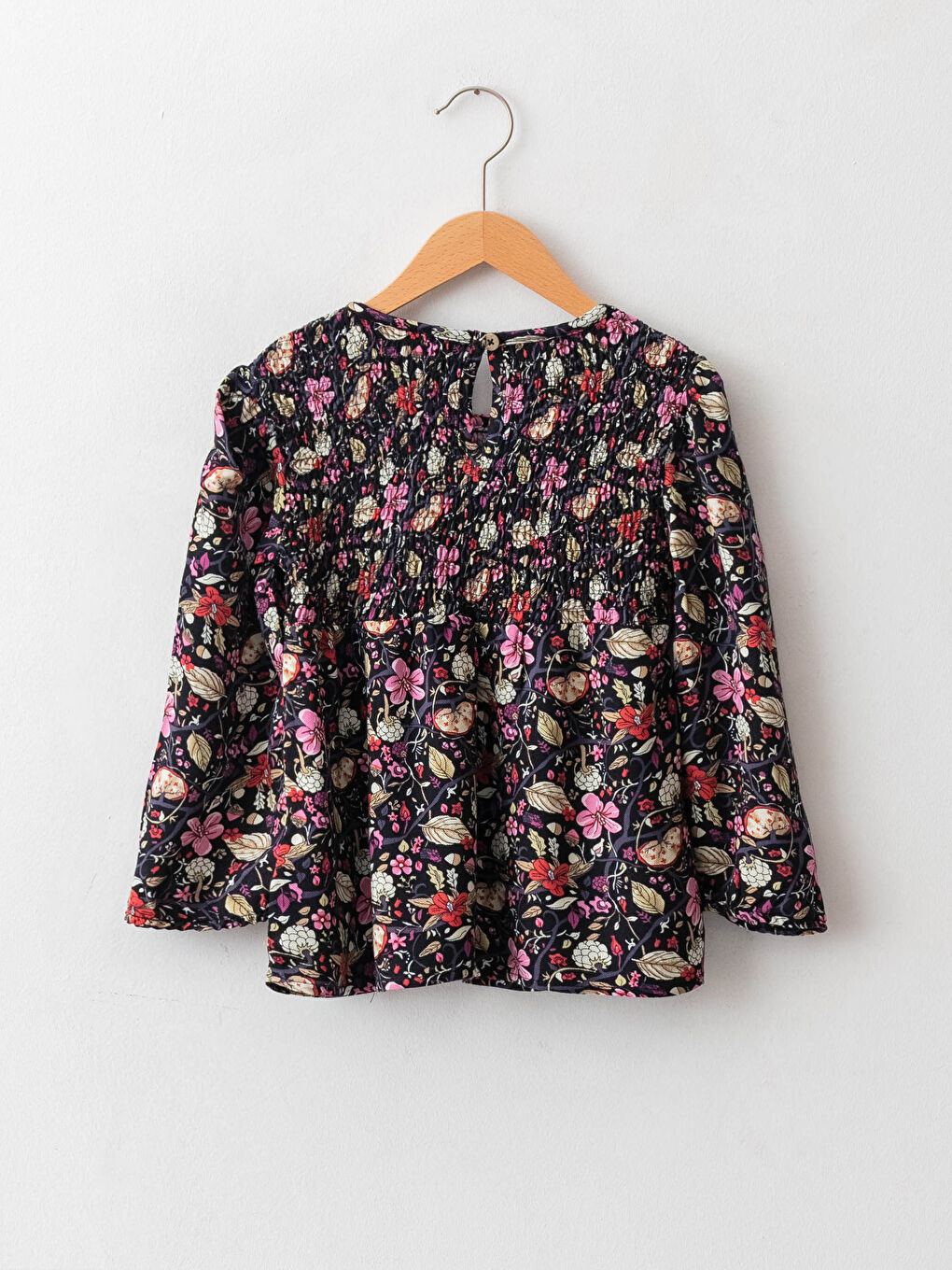 Crew Neck Pattern Long Sleeve Viscose Girls Blouse-1