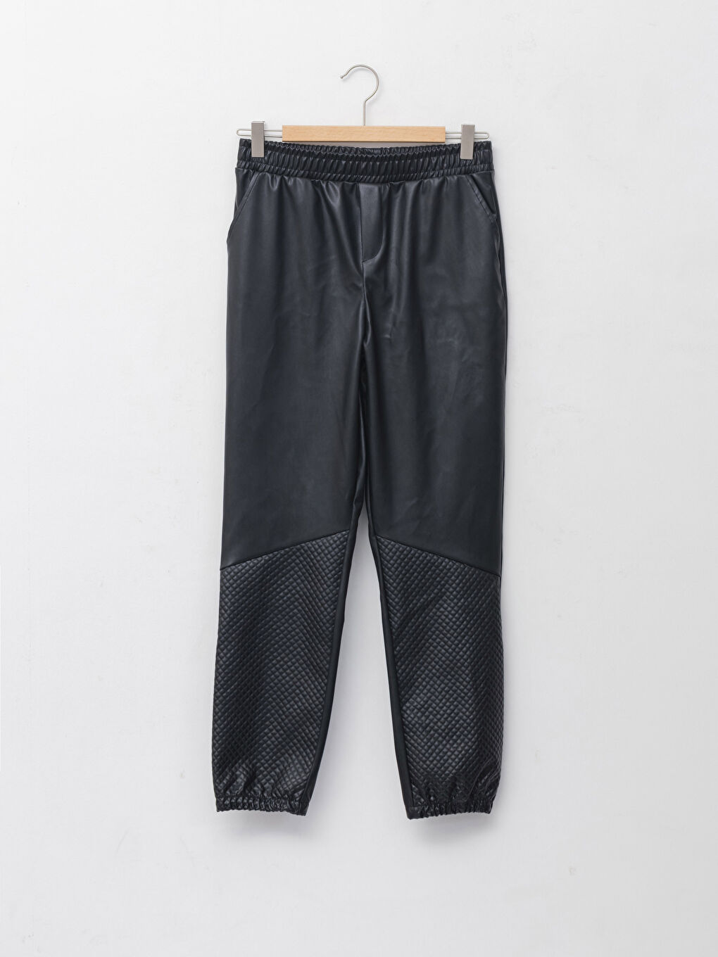 Girls' Faux Leather Trousers with Elasticated Waist