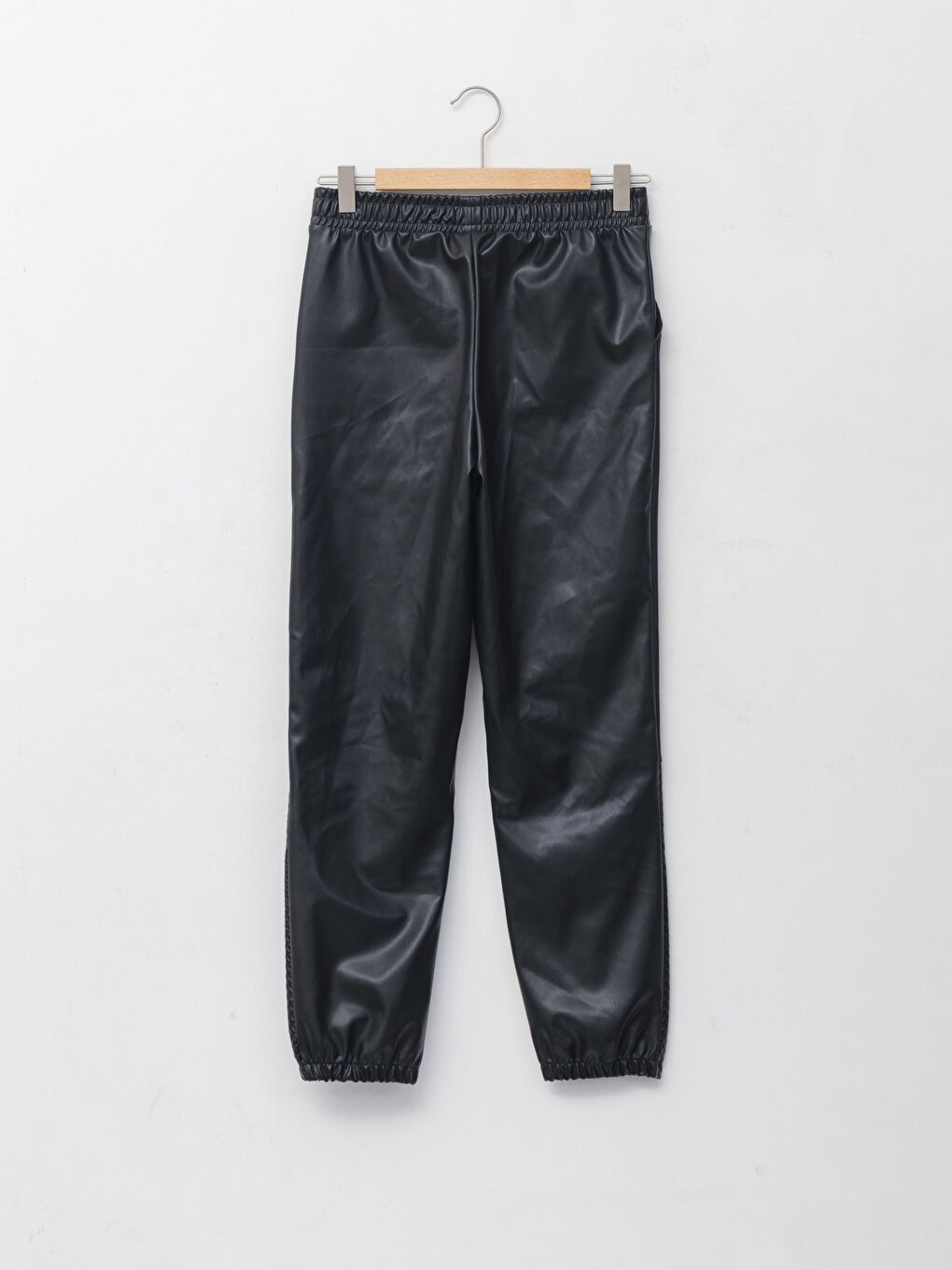 Girls' Faux Leather Trousers with Elasticated Waist-1