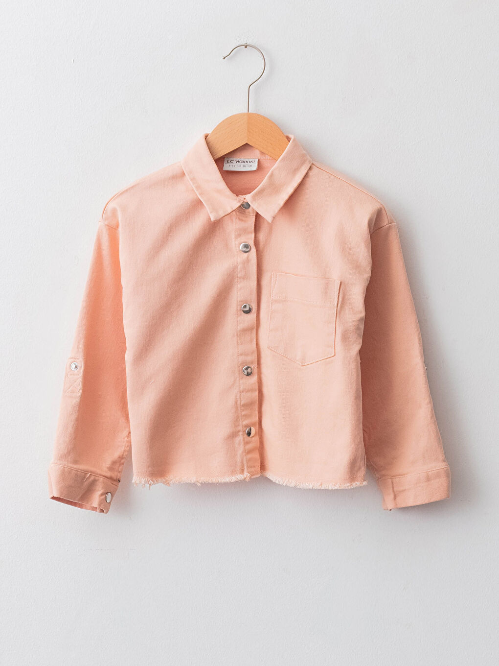 Basic Long Sleeve Gabardine Girl Shirt -W1AL66Z4-FNF