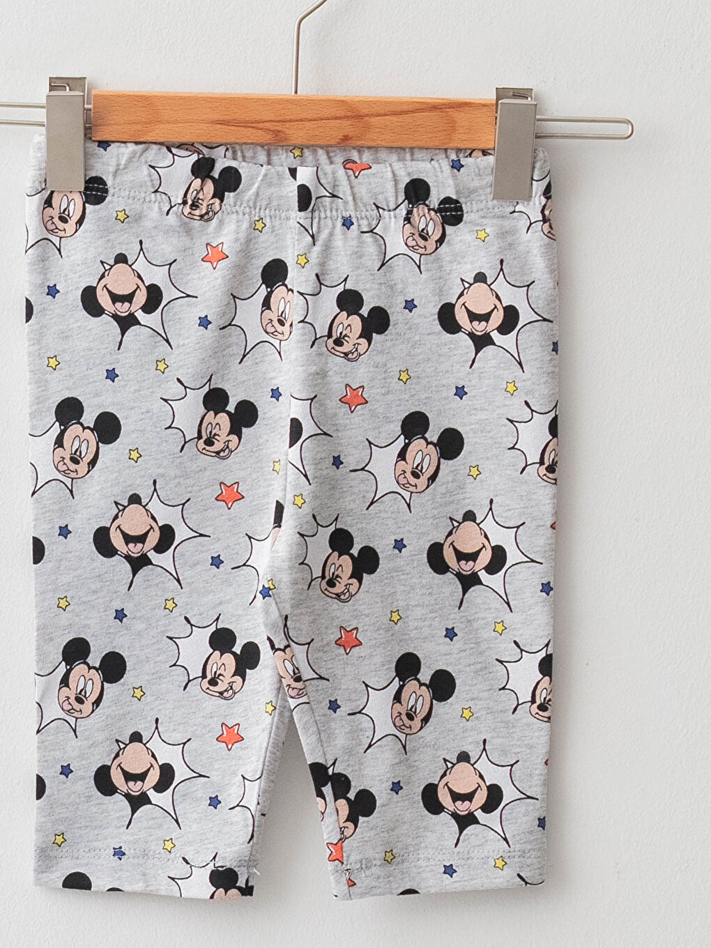Gri Gömlek Yaka Uzun Kollu Mickey Mouse Baskılı Pamuklu Erkek Bebek Pijama Takımı-2