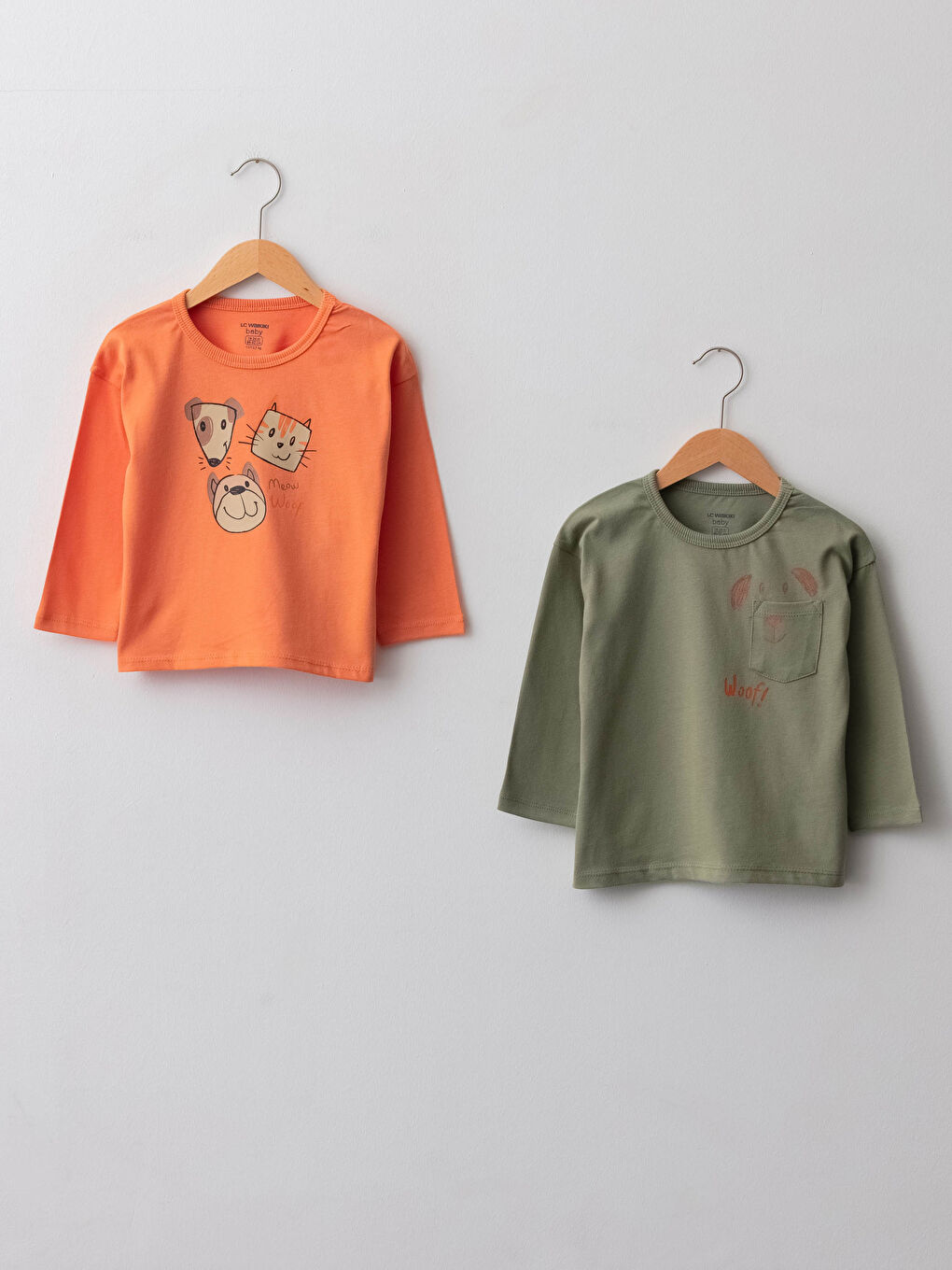 Crew Neck Long Sleeve Printed Baby Boys' T-Shirt 2 Pack