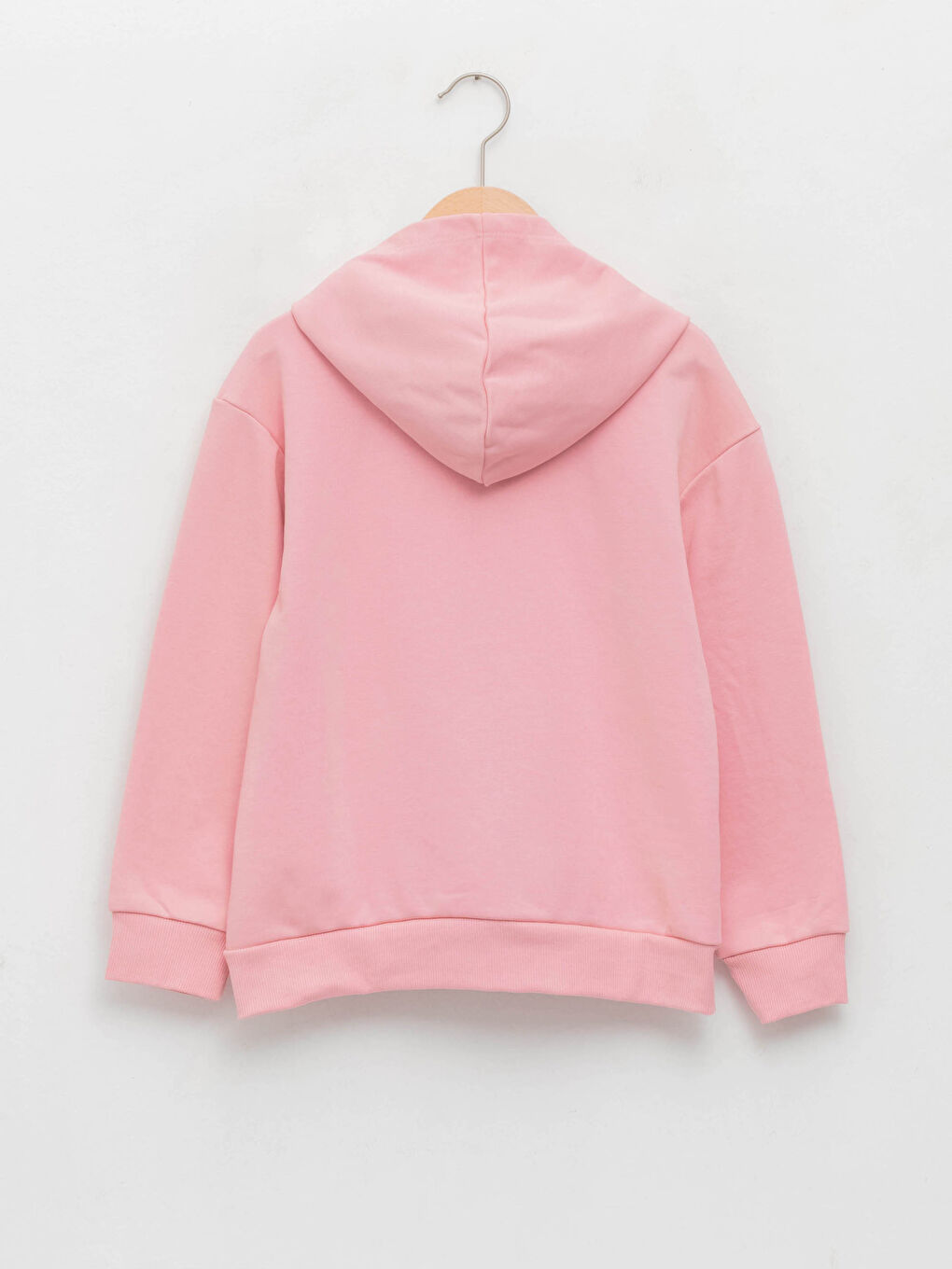 Pembe Kapüşonlu Baskılı Uzun Kollu Kız Çocuk Sweatshirt-1