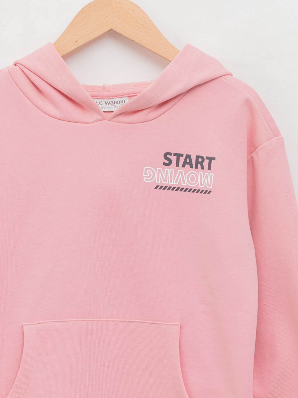 Pembe Kapüşonlu Baskılı Uzun Kollu Kız Çocuk Sweatshirt-2