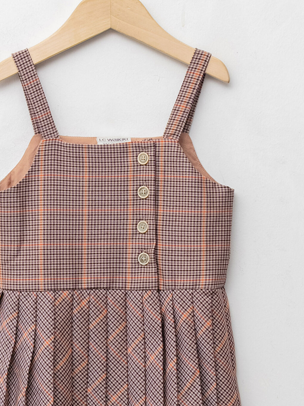 LCW Kids Square Neck Patterned Strap Pleated Girl Dress -W1AQ41Z4-LLL