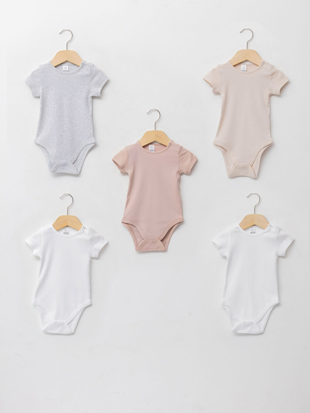 Crew Neck Short Sleeve Basic Cotton Baby Boy Snap Snap Body 5 Pack