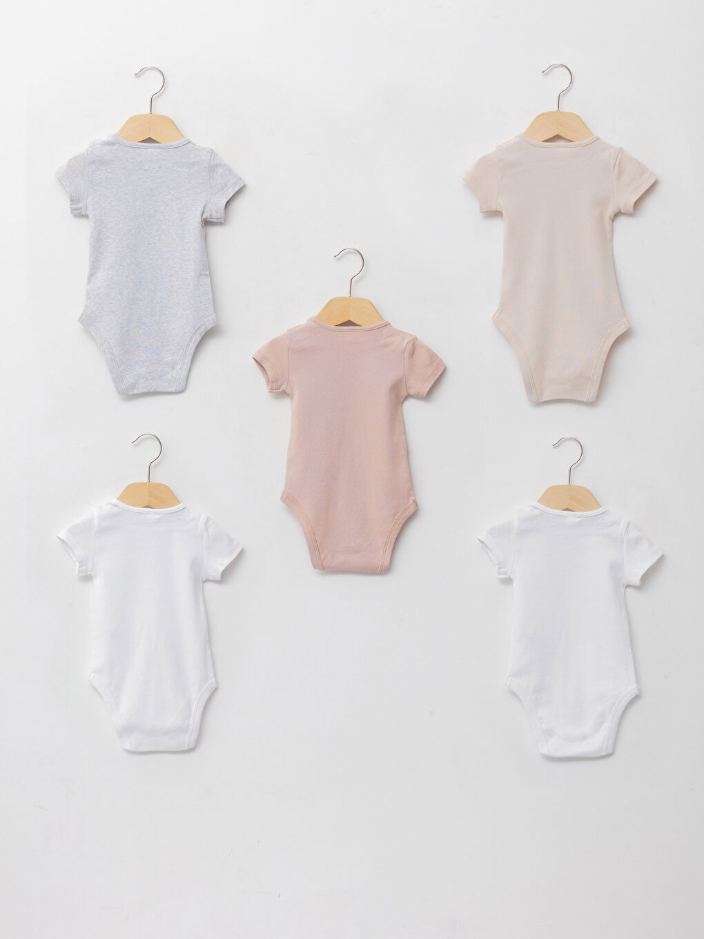 Crew Neck Short Sleeve Basic Cotton Baby Boy Snap Snap Body 5 Pack-1