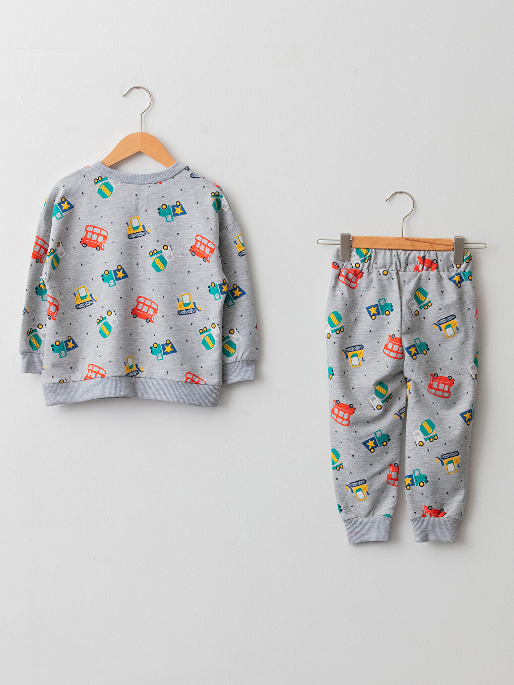 Crew Neck Long Sleeve Printed Baby Boy Sweatshirt and Jogger Trousers 2-Pack Set-1