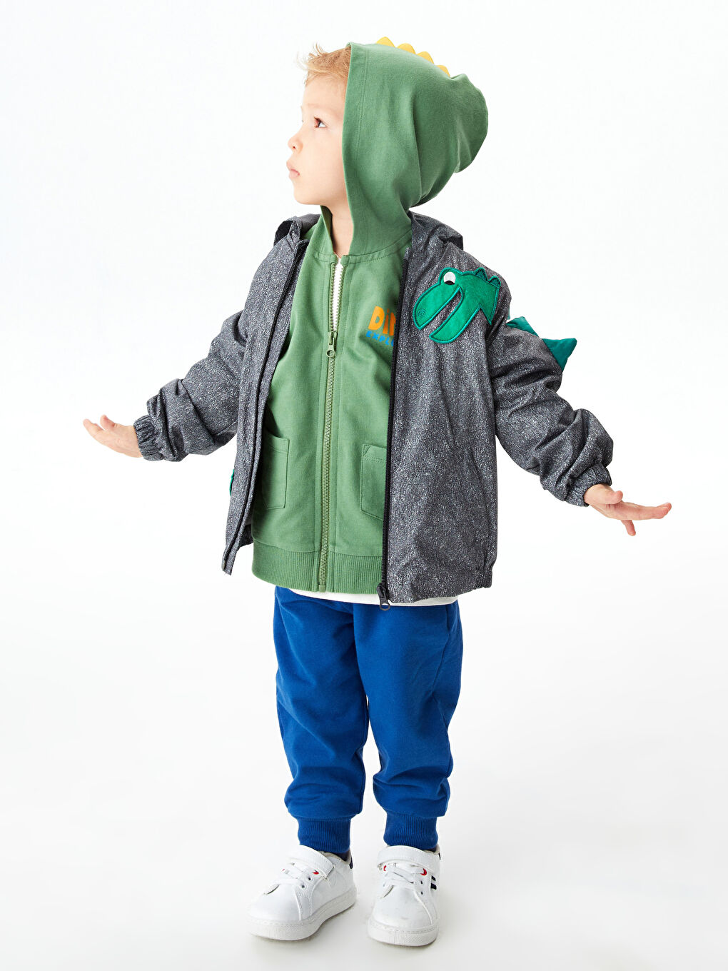 Yeşil Baskılı Uzun Kollu Erkek Bebek Takım 3'lü-1