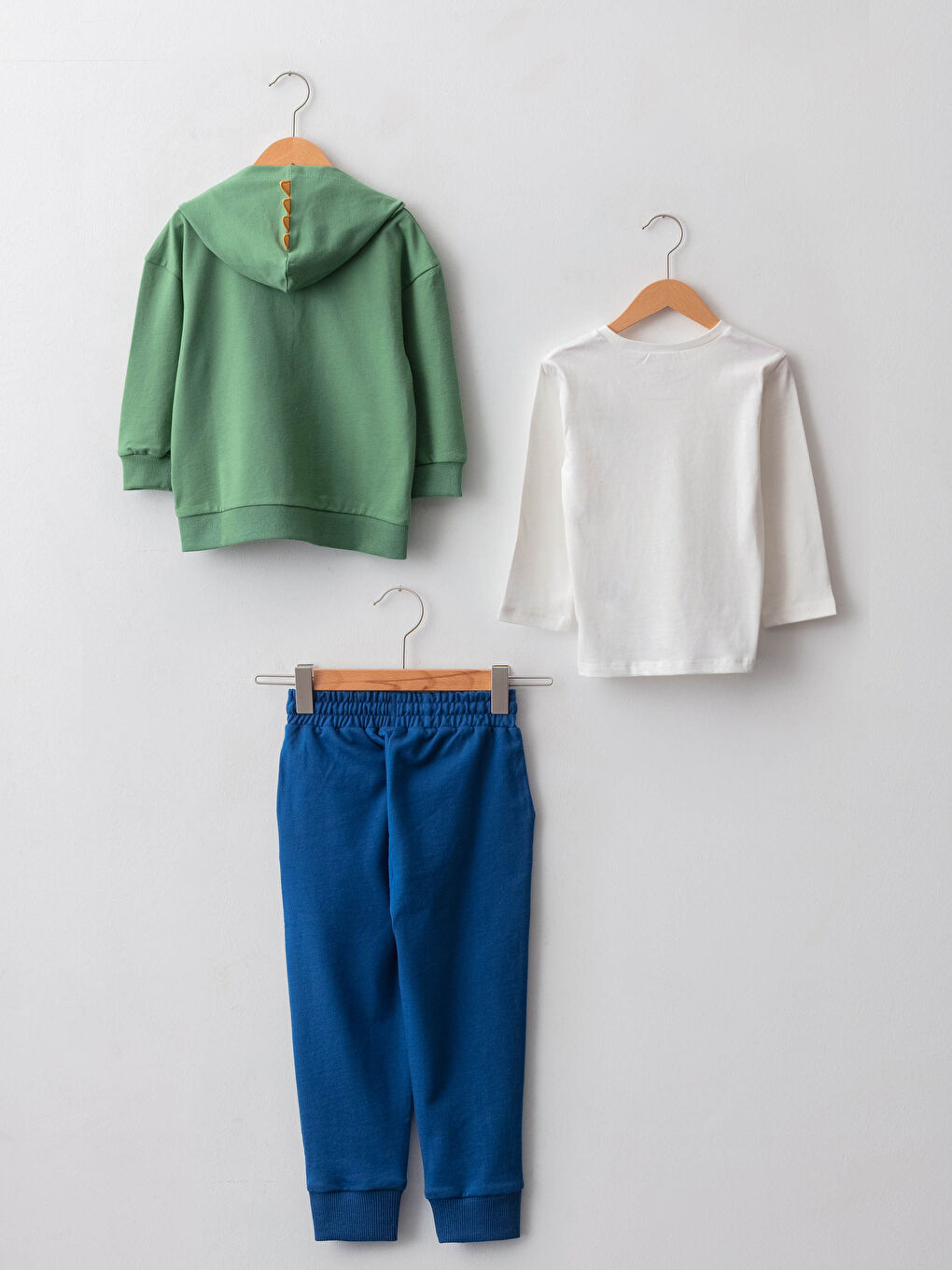 Yeşil Baskılı Uzun Kollu Erkek Bebek Takım 3'lü-3