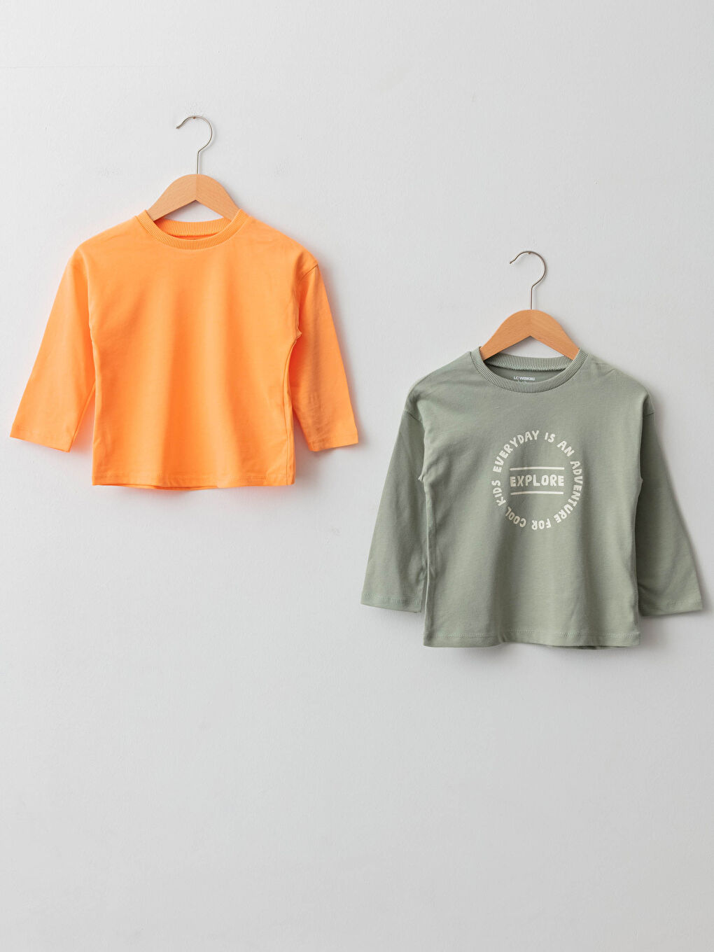 LCW baby Crew Neck Long Sleeve Baby Boys' T-Shirt 2 Pack -W1AR72Z1-GGY