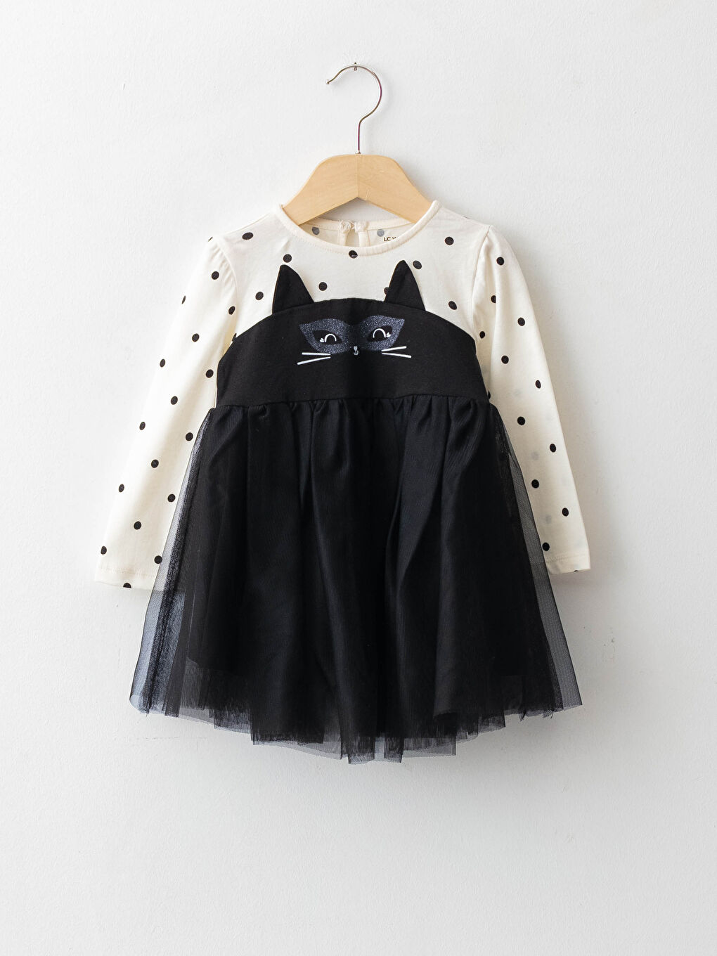 Crew Neck Long Sleeve Printed Tulle Skirt Baby Girl Dress
